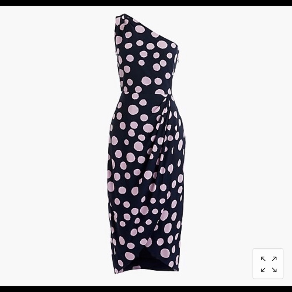 J. Crew One Shoulder Silk Dress in Navy/Peony 14